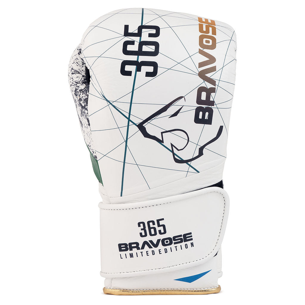 Bravose Limited Edition 16oz Velcro Boxing Gloves – 365 Series White